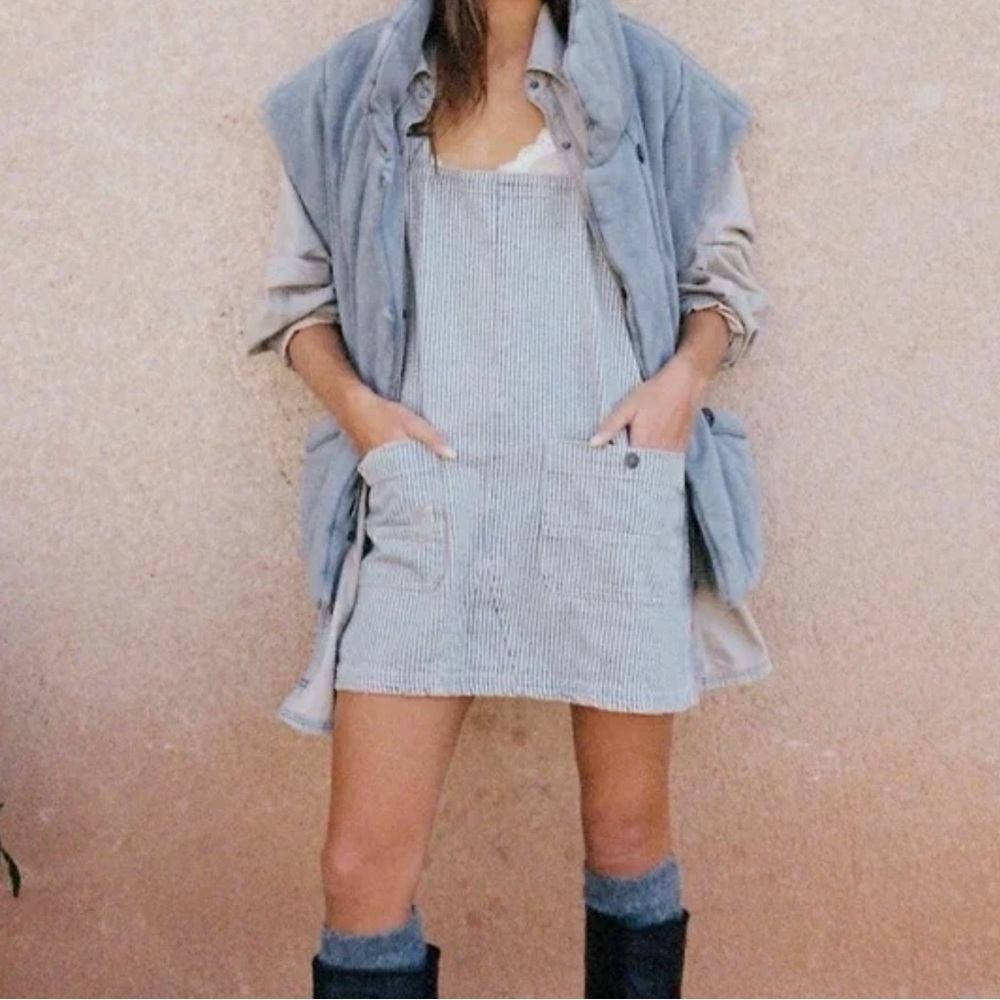 Free People Smock Mini Overalls in Pillow Talk Stripe